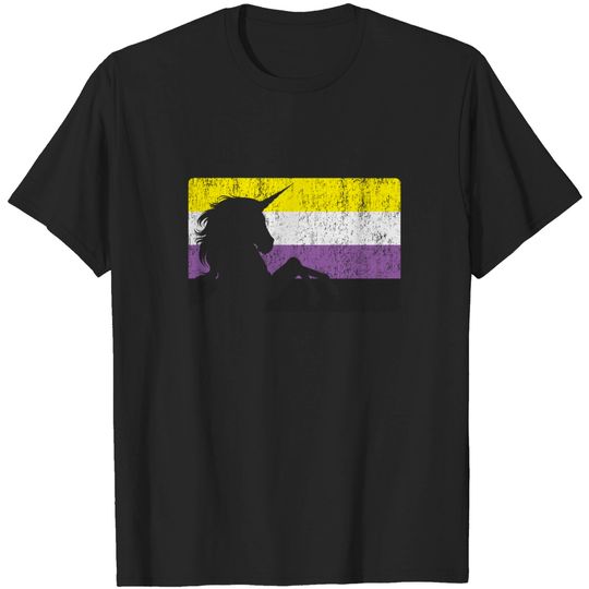 Nonbinary Pride Flag T-Shirt Non-Binary Unicorn Pride Flag Vintage Nonbinary Gift