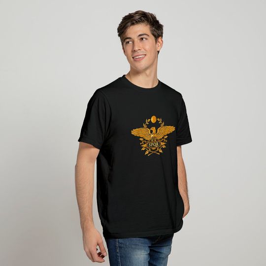 SPQR T-Shirt Roman Empire Gold Eagle Vintage History