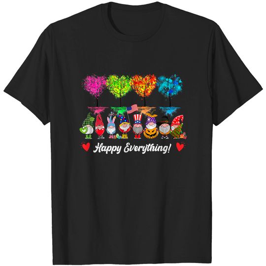 Happy Everything Gnomes Every Seasons All Year Tree T-Shirt