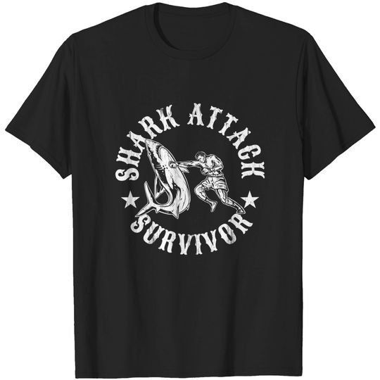 Shark Attack Survivor Tee Distressed Vintage Bite Gift T-Shirt