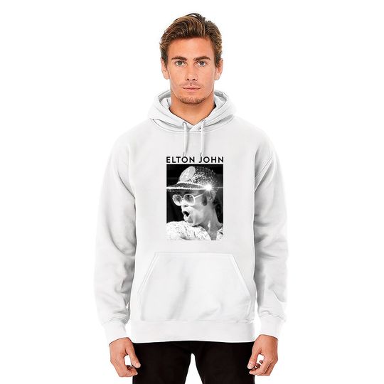 Elton John  Black & White Photo Sequin Cap Pullover Hoodie