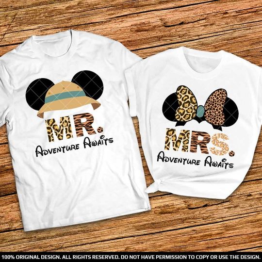 Personalized MR and MRS Disney Animal Kingdom 2022 Wedding safari mode couple shirt