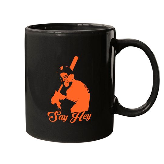 Say Hey - Willie Mays - Orange Stencil Essential Mugs