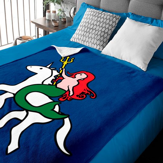 Mermaid Riding Unicorn Fitted Baby Blankets