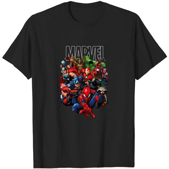 Avengers Guardians of The Galaxy Team Up All Time Men's Adult Graphic Tee T-Shirt