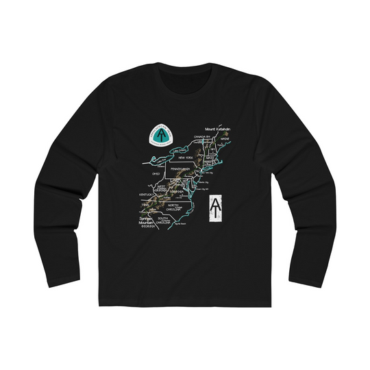 Appalachian Trail Hiking Camping Map Long Sleeve Shirt Long Sleeve