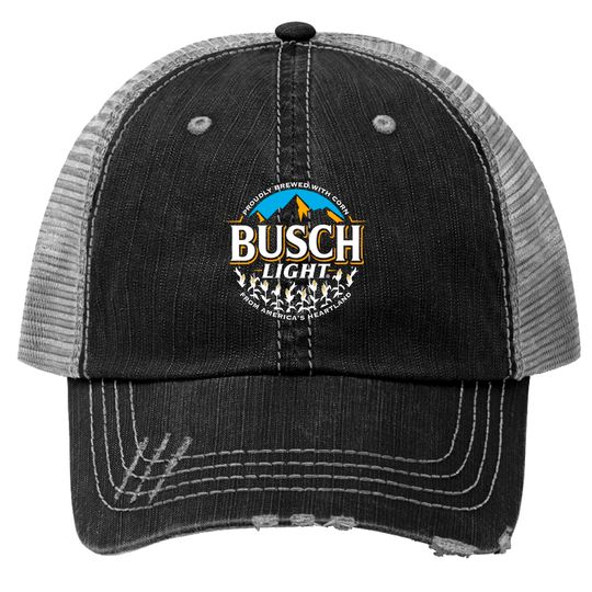 Light Beer Beer Proudly Brewed with Corn Circle Logo Trucker Hats