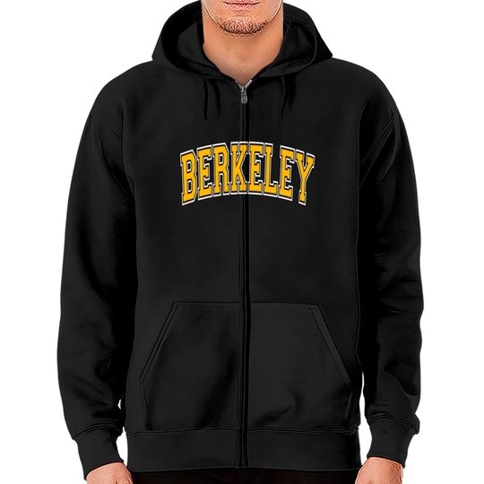 Berkeley Varsity Style Amber Text Zip Hoodies