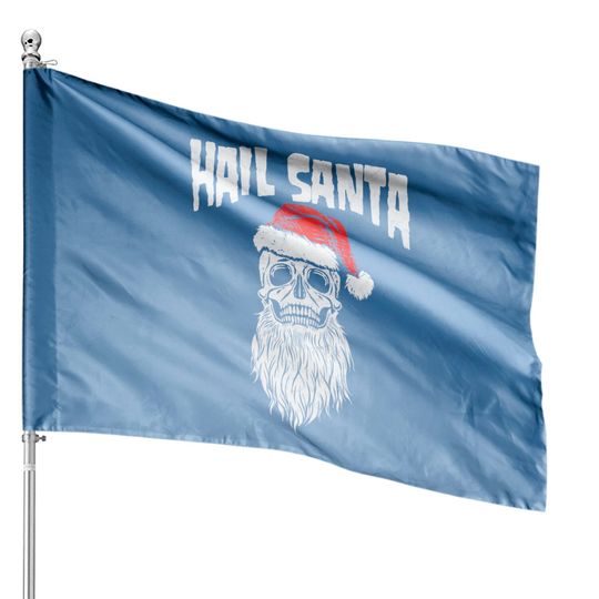 Hail Santa Skull & Santa Hat Retro House Flag