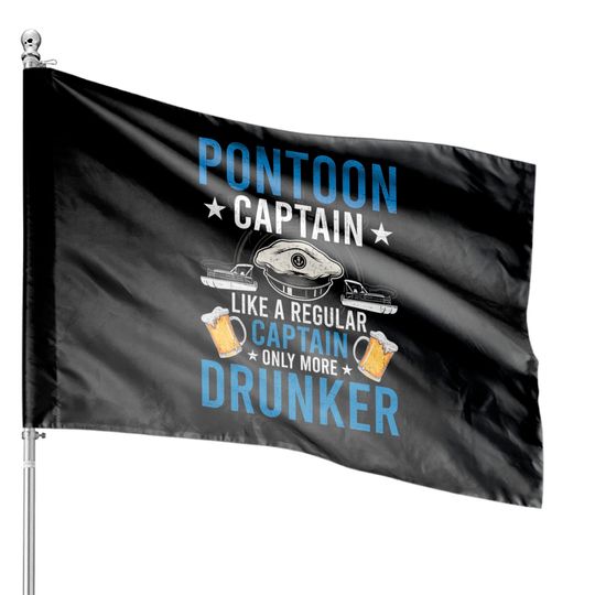 Pontoon Captain Like A Regular Drunker Drinking Boat House Flags