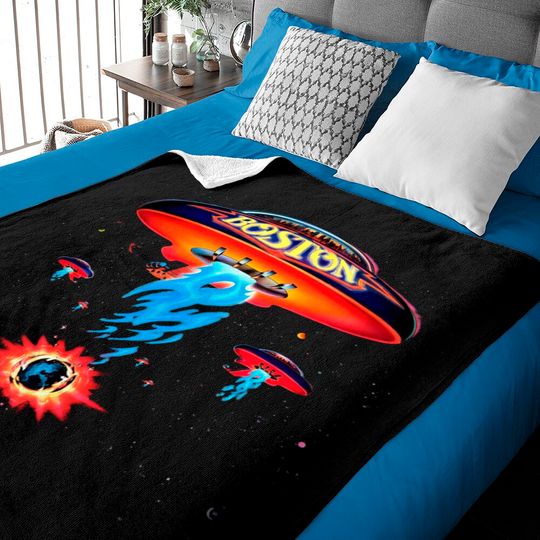 Boston Band Baby Blanket Poster Baby Blanket Spaceship Rock Band Baby Blankets for Men Black