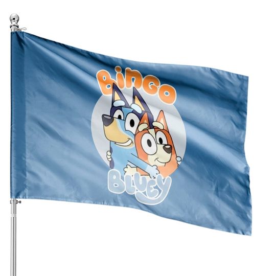 Cartoon BlueyDad and Bingo House Flags