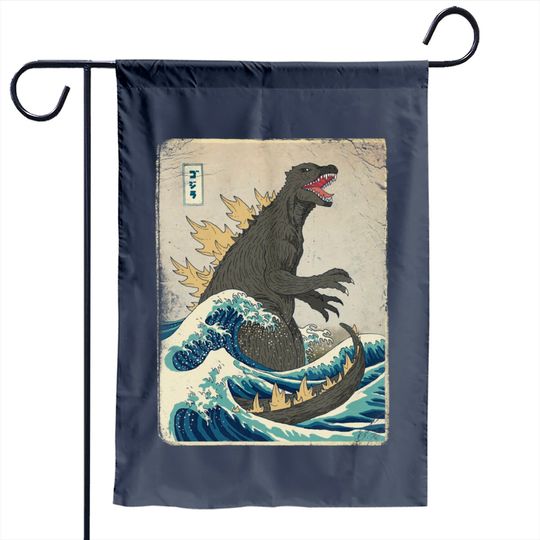 god zilla Garden Flag The Great Monster Off Kanagawa - Dinomike Official