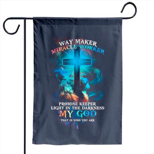 Waymaker Miracle Worker Garden Flag Lion Cross Light Colorful