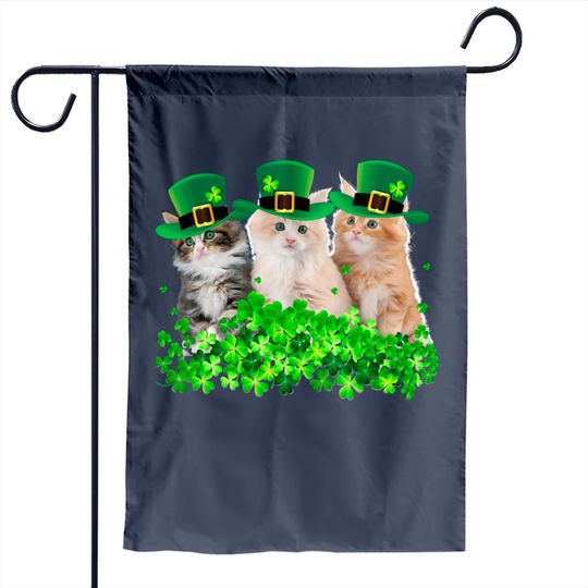 Three Cat St Patricks Day Garden Flag Kitty Kitten Lover Irish Garden Flag