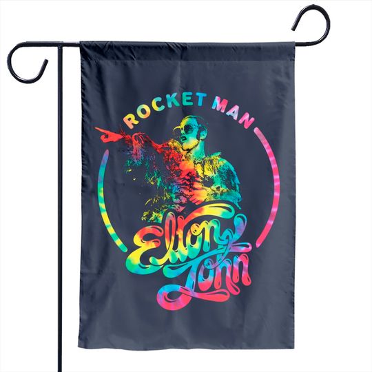 Elton John Rocket Man Circle Tie Dye Logo Garden Flag