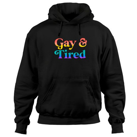Gay And Tired LGBTQIA Retro Aesthetic Lesbian Pride Flag Hoodies