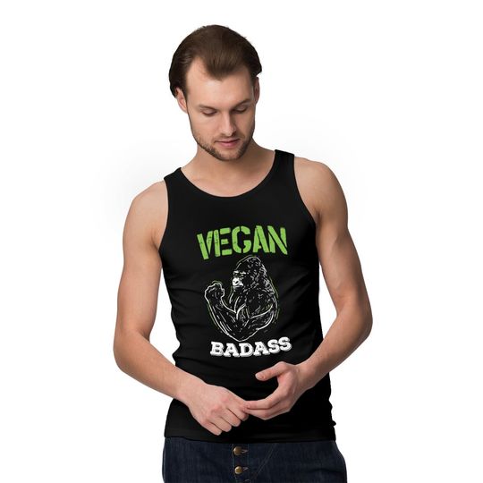 Vegan Badass Plant Powered Muscle Veggie Go Green Fitness Tank Tops