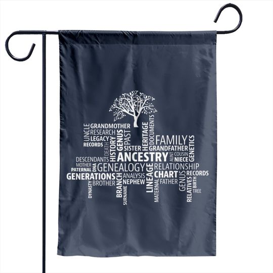 Genealogy, Ancestry, Word Cloud Garden Flag Research Your Family