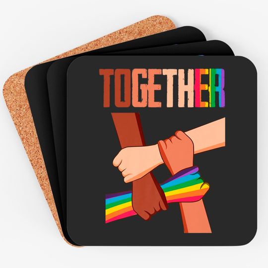 Equality Social Justice Human Rights Together Rainbow Hands Coaster