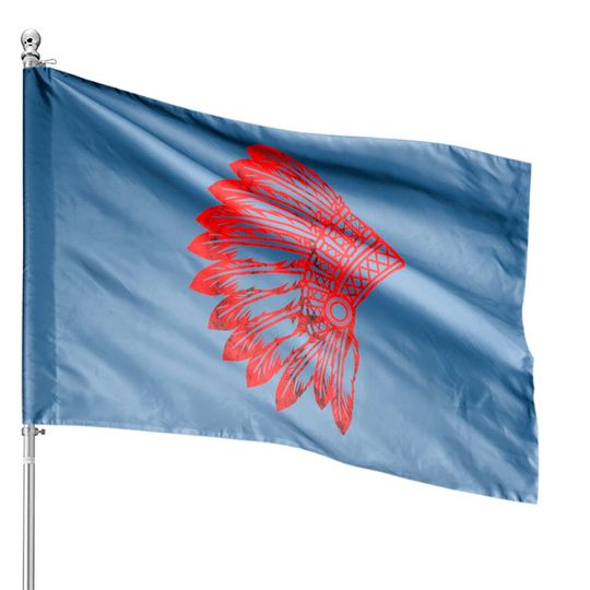 Native American Feather Headdress Indian Chief Tribes Pride House Flag