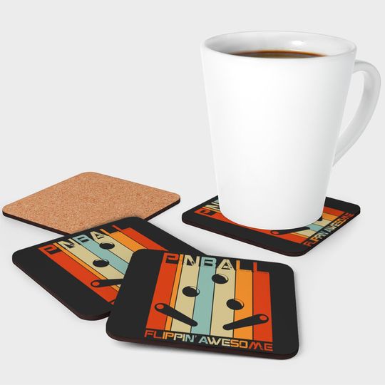 Pinball Funny Retro Vintage Arcade Game Machine Lover Gift Coasters
