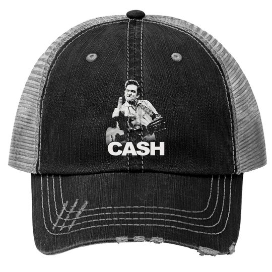Johnny Cash Middle Finger Trucker Hats