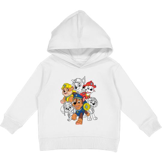 Paw Patrol All Characters With Outlines Kids Pullover Hoodies