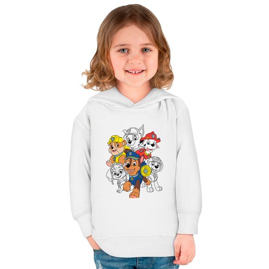 Paw Patrol All Characters With Outlines Kids Pullover Hoodies
