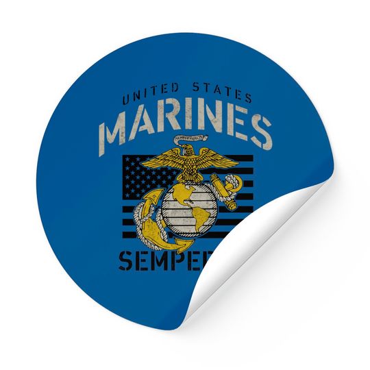 Vintage Usmc Semper Fi Stencil Sticker