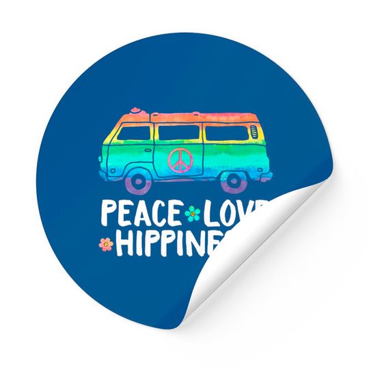 Peace Love Hippiness Peace Van Hippie Bus Rainbow Tt Sticker