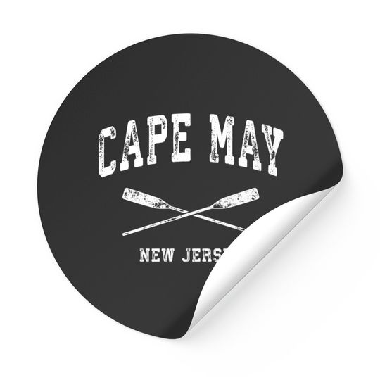 Cape May New Jersey Vintage Nautical Crossed Oars Sticker