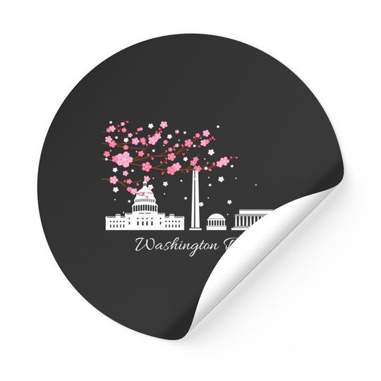 Washington Dc Cherry Blossoms Monuments Memorials Sticker