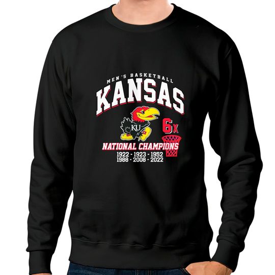 Kansas Jayhawks 6 Times NCAA National Champions Sweatshirts, NCAA Jayhawk KU Champion 2022 Sweatshirts