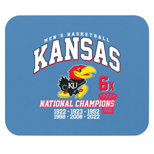 Kansas Jayhawks 6 Times NCAA National Champions Mouse Pads, NCAA Jayhawk KU Champion 2022 Mouse Pads
