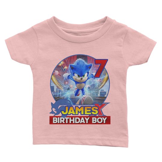 Matching Family Personalized Sonic the Hedgehog Birthday Shirt