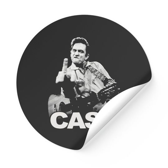 Johnny Cash Flipping The Bird Finger Black Adult Sticker Sticker