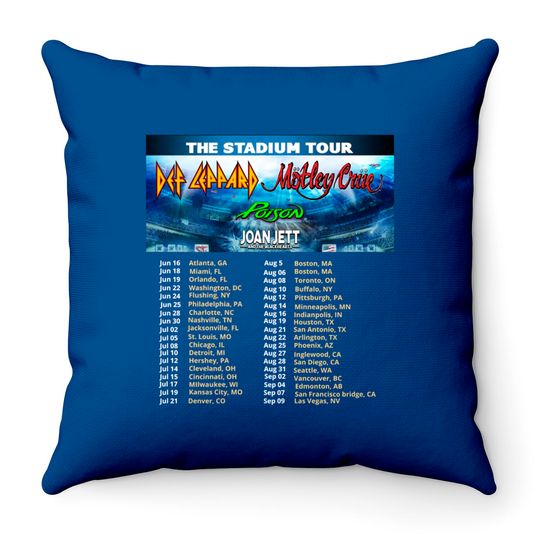 Motley Crue Def Leppard Poison The Stadium Tour 2022 Unisex Throw Pillows, Motley Crue Throw Pillows
