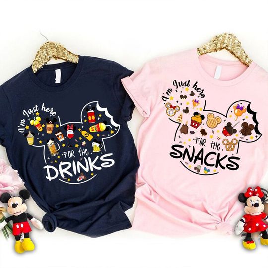 Drinking Around the World, Snacking Around the world, Mickey Ears shirts, Disney Snacks Shirt, Epcot Beer and Wine