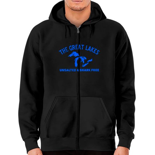 The Great Lakes Unsalted & Shark Free Michigan Gift Vintage Zip Hoodies