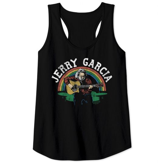Jerry Garcia Band Jerry & Guitar Vintage Style Adult Short Sleeve Tank Tops Graphic Tees
