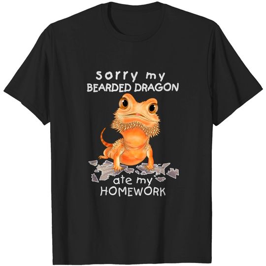 Funny Bearded Dragon Cute Lizard Beardie Ate My Homework T-Shirt