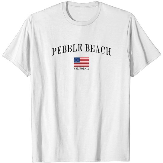 Discover Pebble Beach Unisex T-Shirts | Pebble Beach Vintage Style American Flag Crewneck T-Shirts