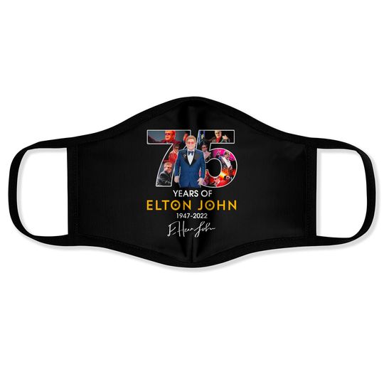 75 years of Elton John 1947 2022 signature Face Masks