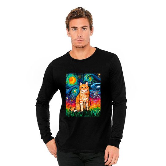 Cat Orange Tabby Night 2 Long Sleeves