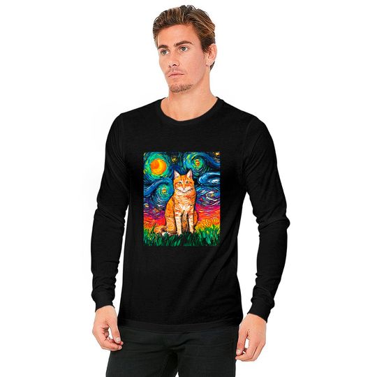 Cat Orange Tabby Night 2 Long Sleeves