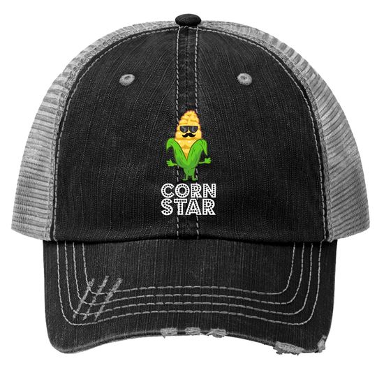 Cartoon Corn Trucker Hats Funny Corn Star With Sunglasses Gift