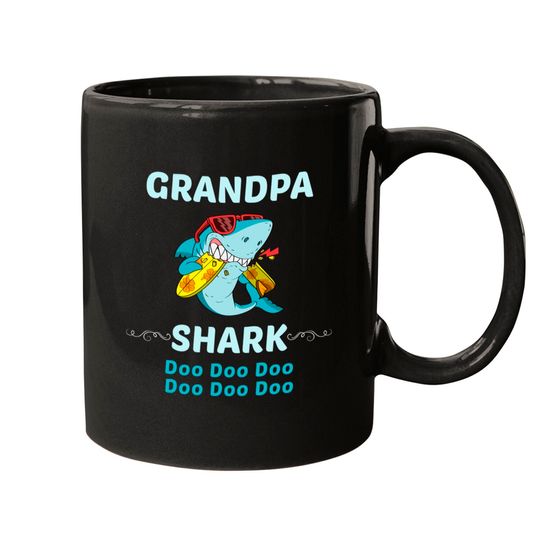 Family Shark 1 GRANDPA - Grandpa - Mugs