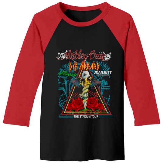 The Stadium Tour Motley Crue Def Leppard Poison Joan Jett & the Blackhearts Baseball Tees The Stadium Tour 2022
