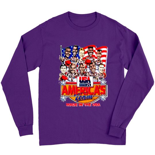 Dream team cartoon caricature jordan retro magic bird barkley olympics 1992 tee shirt Long Sleeves